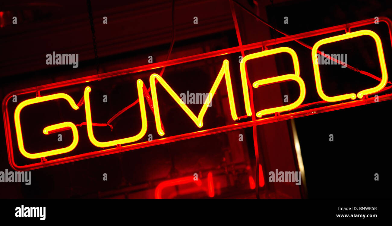 Allumé Gumbo signe sur Beale Street à Memphis Banque D'Images