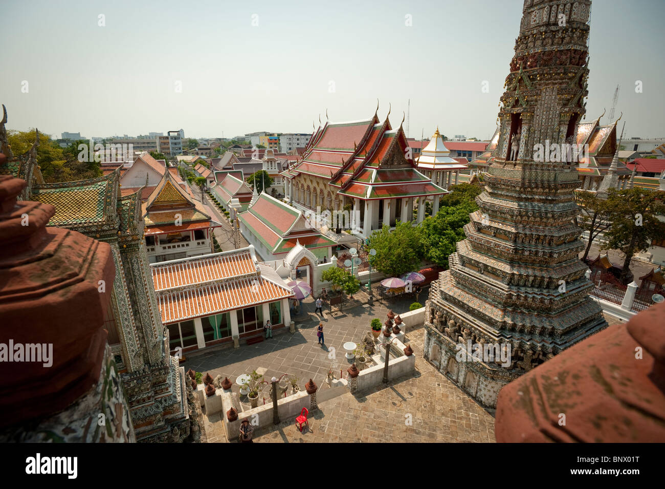 Vue depuis le Temple de l'aube, le Wat Arun, Bangkok, Thailande, Asie Banque D'Images