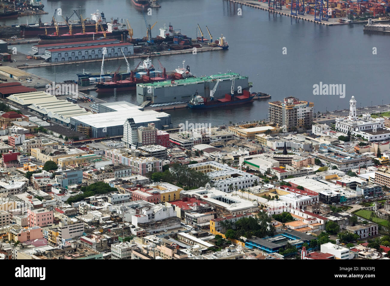 Vue aérienne au-dessus du port de Veracruz, Mexique Banque D'Images