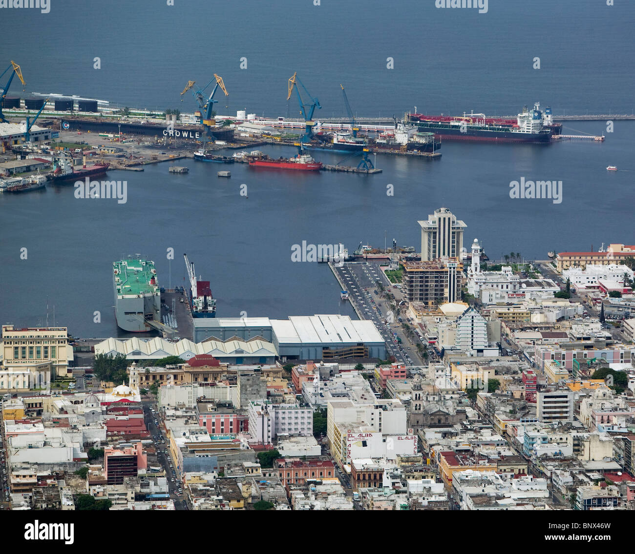 Vue aérienne au-dessus du port de Veracruz, Mexique Banque D'Images