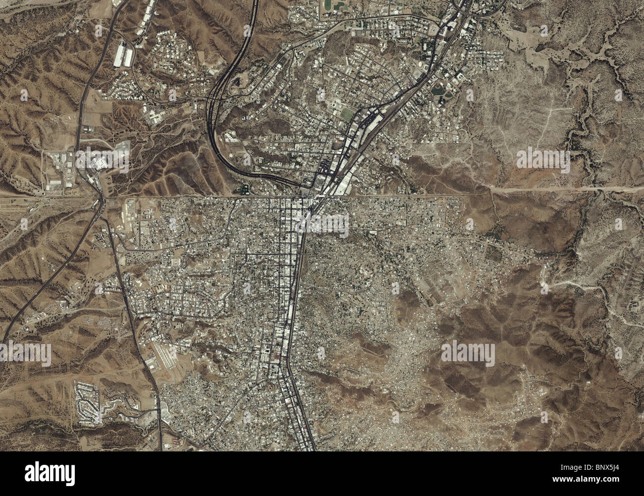 Carte aérienne vue au-dessus de la frontière canado-américaine mexicaine Mexique Arizona Nogales Banque D'Images