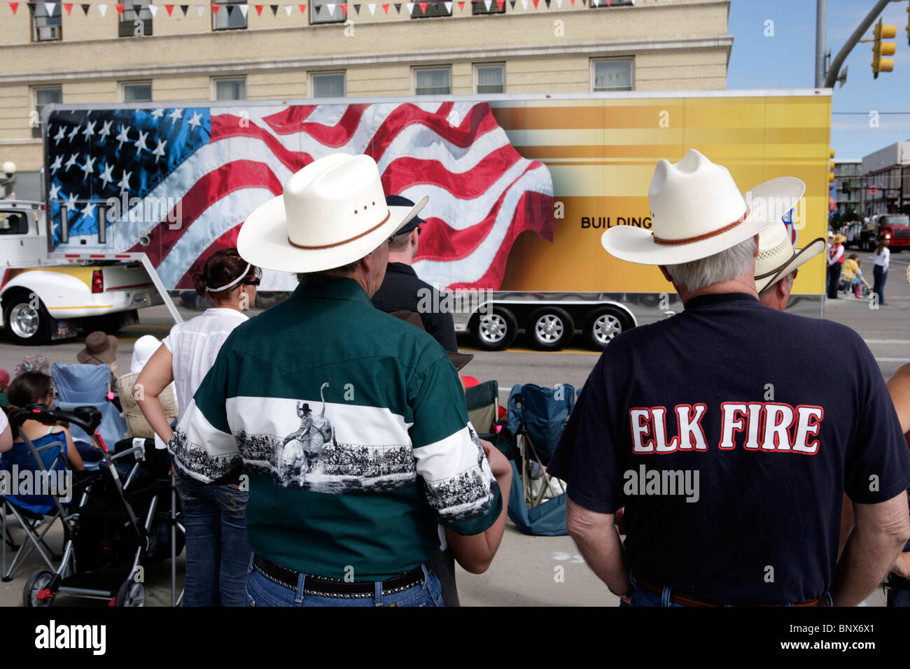 Défilé dans le centre-ville de Cheyenne (Wyoming), au cours de la célébration annuelle des Frontier Days. Banque D'Images