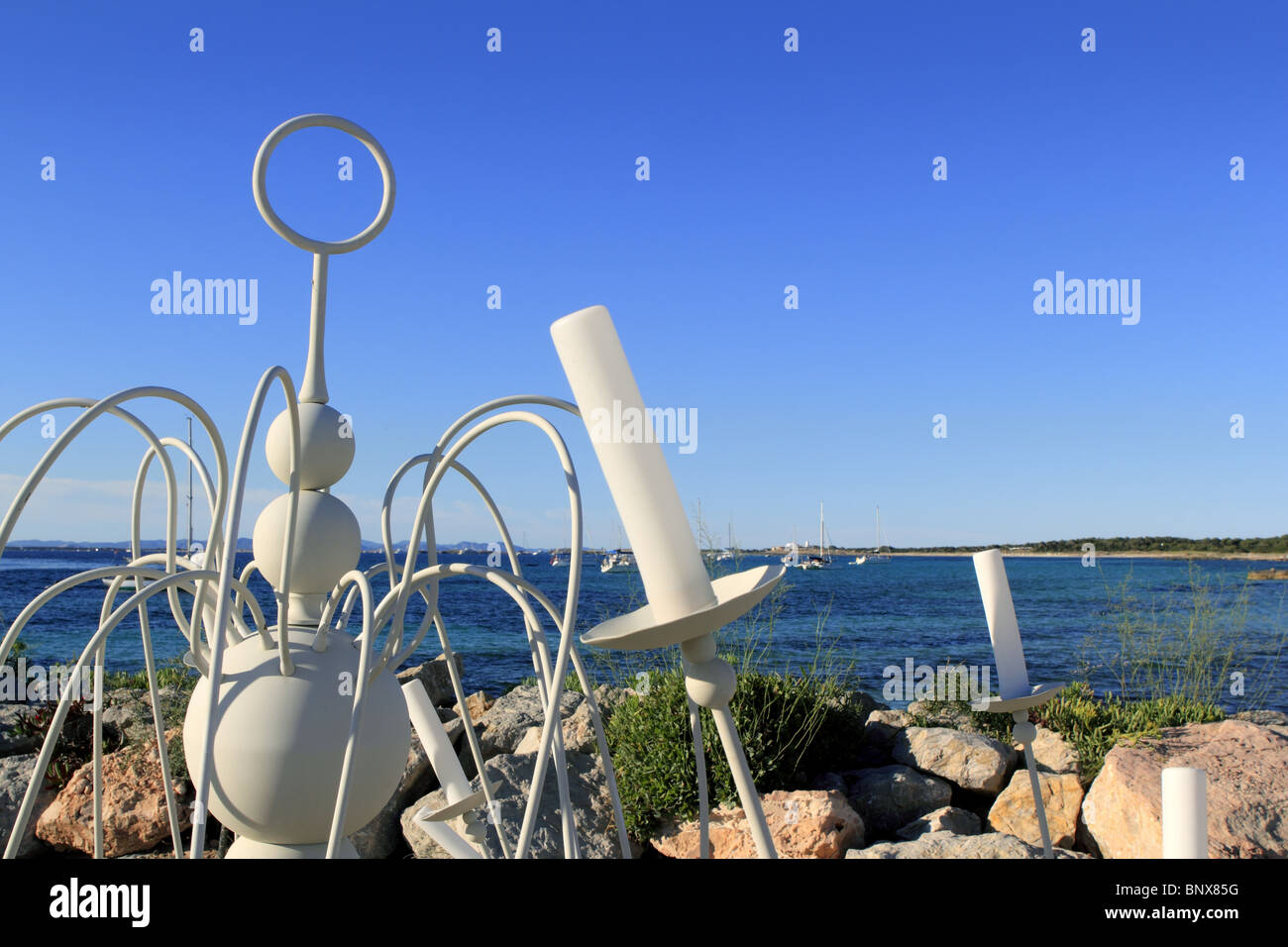 Candélabre île de Formentera blanc bleu de la mer méditerranée seascape Banque D'Images