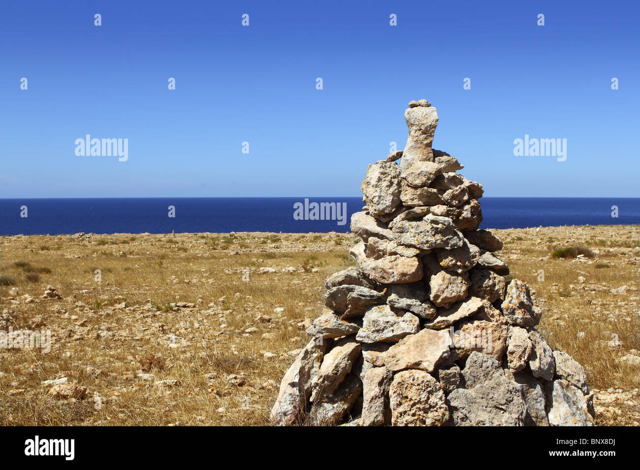 Désir des pierres pour faire un voeu, le vent l'île de Formentera Banque D'Images