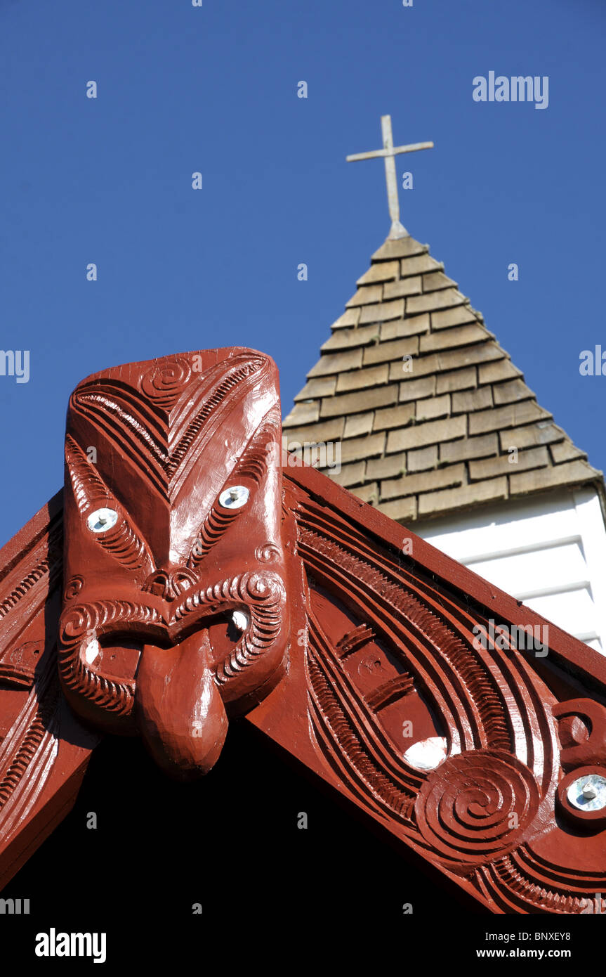Église maorie en Nouvelle-Zélande Akaroa Onuku Banque D'Images