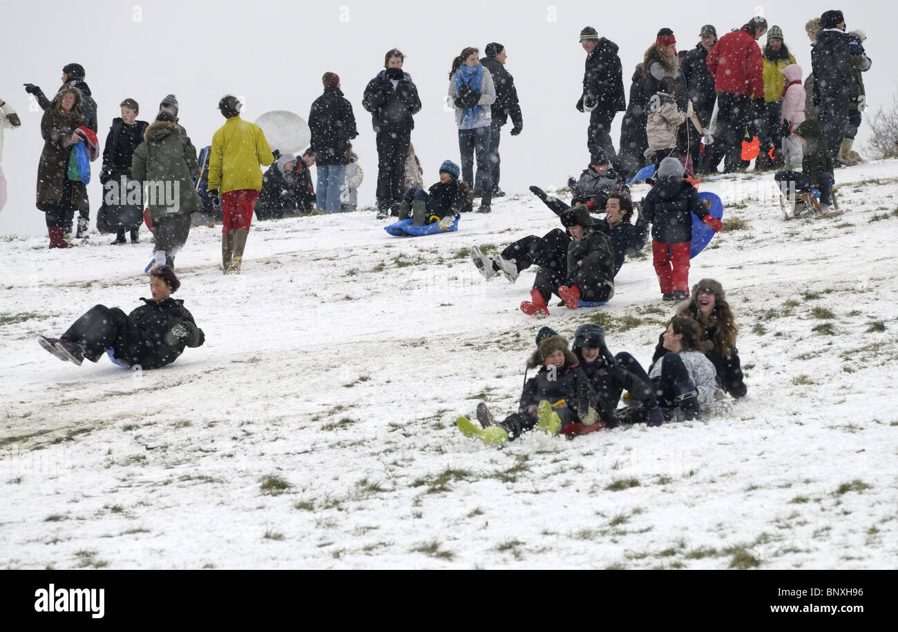 Hampstead Heath dans la neige Londres Banque D'Images