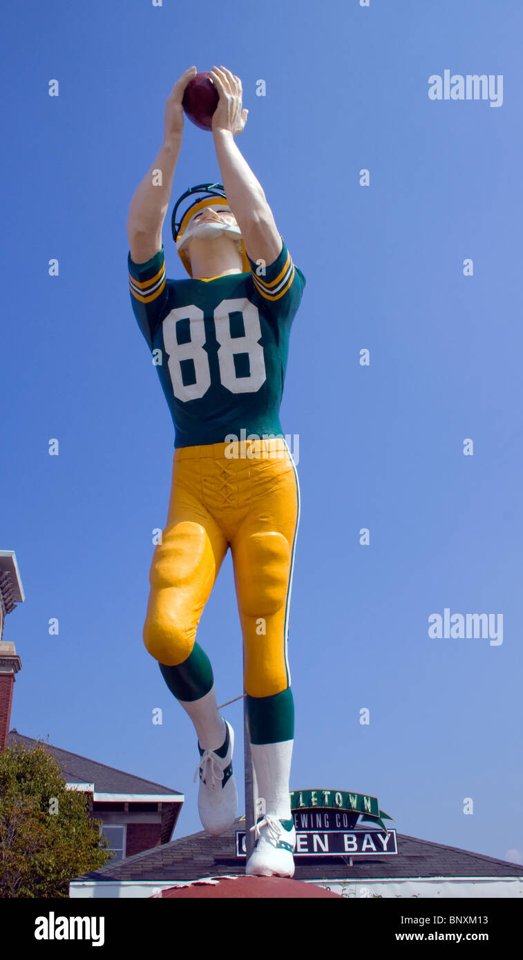 Green Bay Packer statue au Wisconsin Banque D'Images