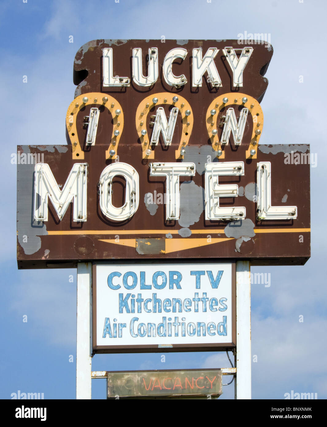 Lucky Motel Sign in Grand Forks, Dakota du Nord Banque D'Images