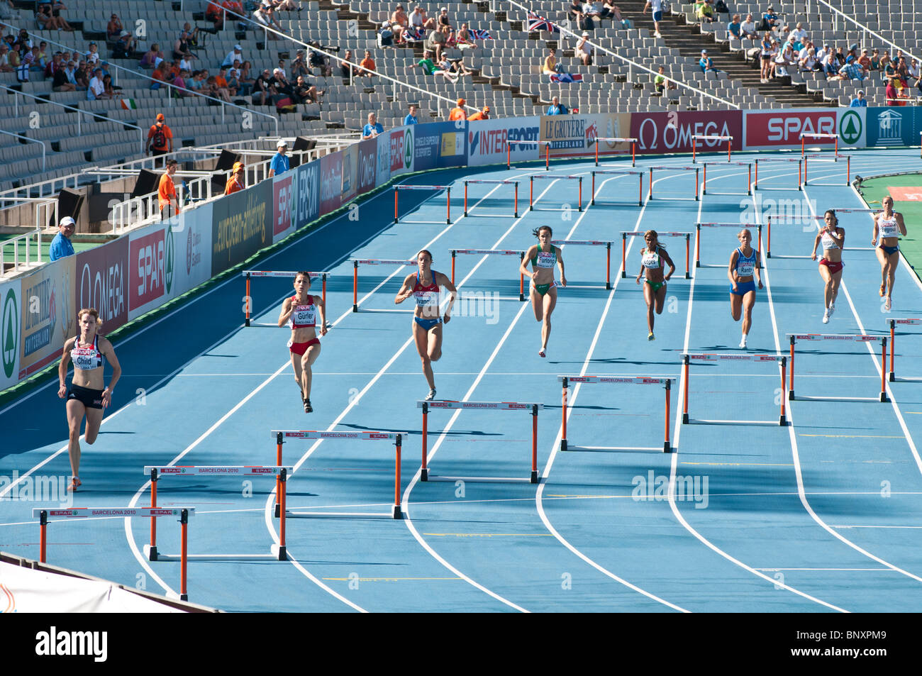 400m haies course dans l'Europe d'athlétisme Barcelone 2010. Banque D'Images