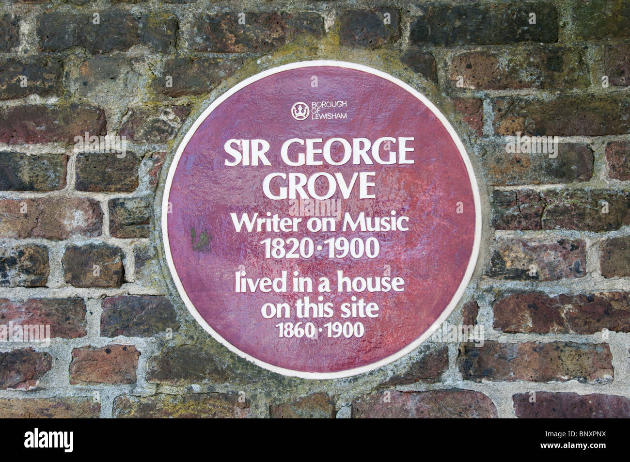 Plaque commémorant Sir George Grove, auteur de l''Dictionary' de la musique et des musiciens, à Sydenham Road, Londres, Angleterre Banque D'Images