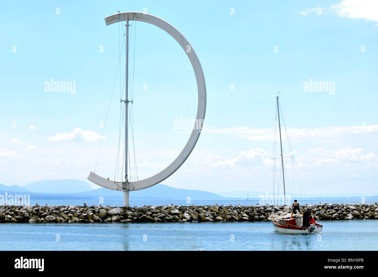 Aide à la navigation, la girouette, whirligig d'Ouchy, Lausanne, Suisse Banque D'Images