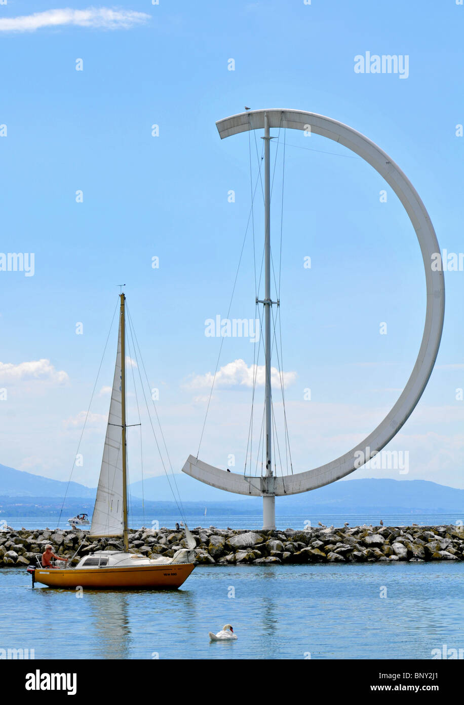 Aide à la navigation, la girouette, whirligig d'Ouchy, Lausanne, Suisse Banque D'Images