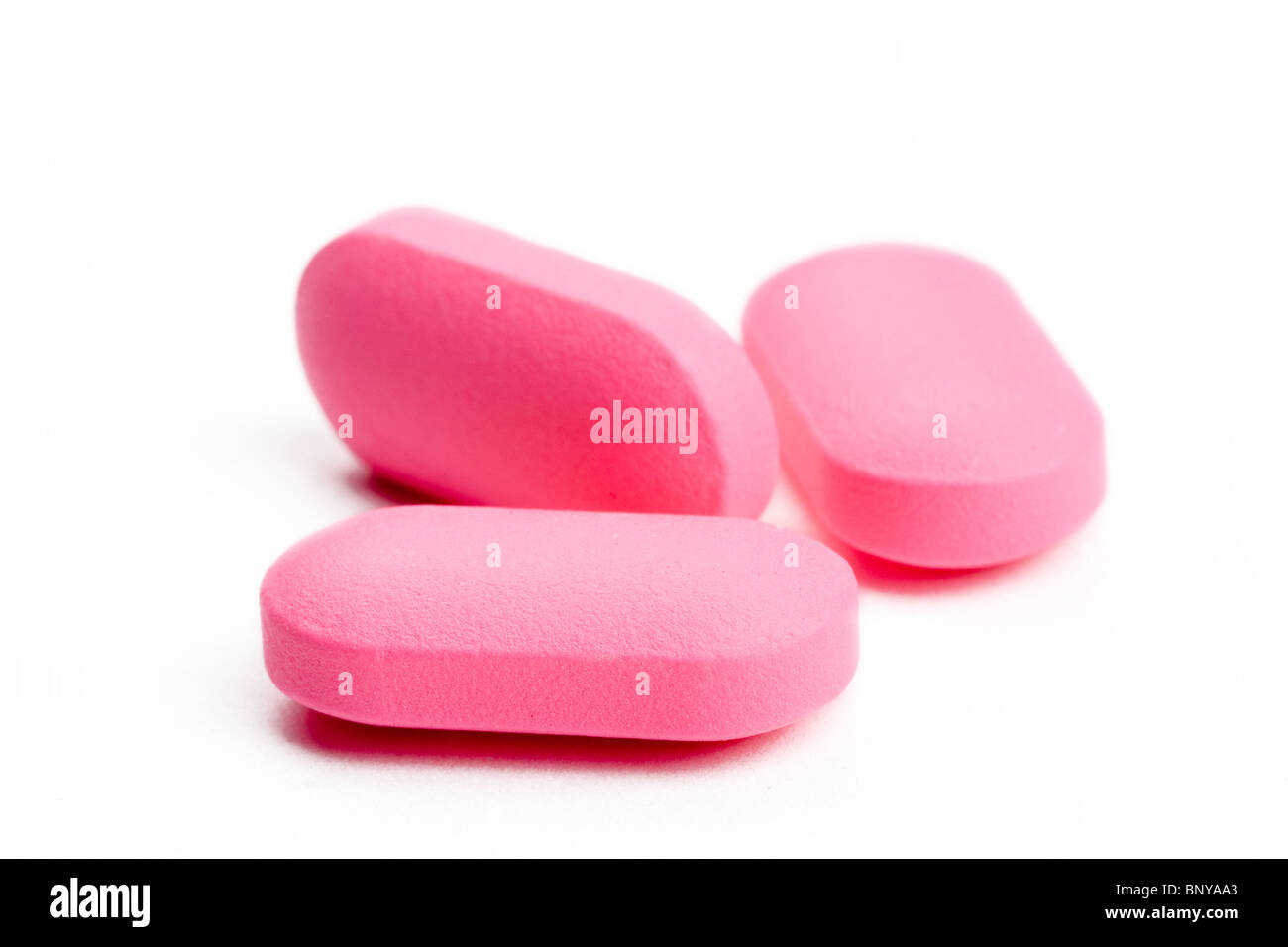 Libre de pilules médical rose, isolé Banque D'Images