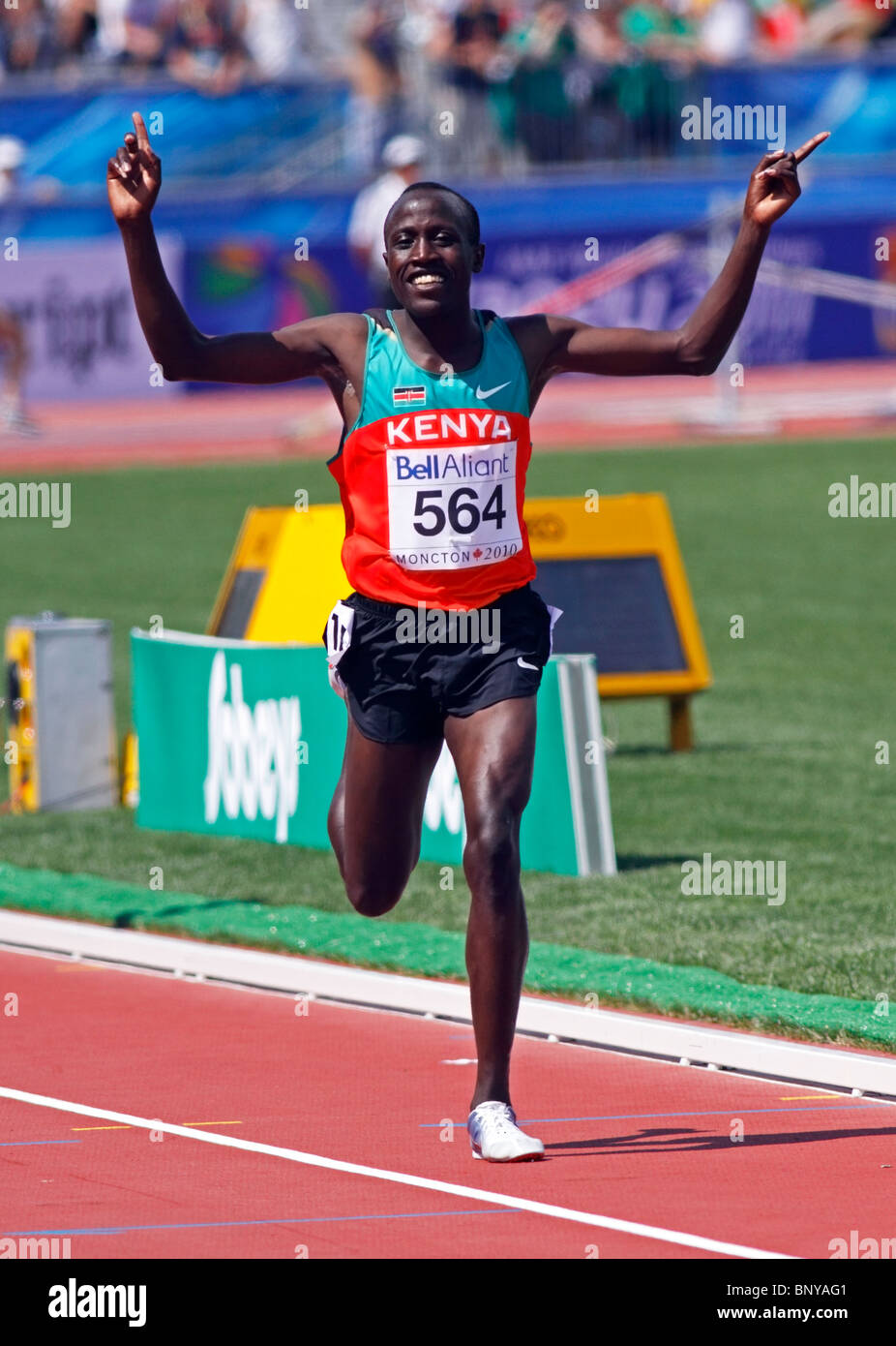 David Kiprotich Bett du Kenya remporte le men's 5000 mètres au Championnat du monde junior de l'IAAF 2010 24 juillet, 2010. Banque D'Images