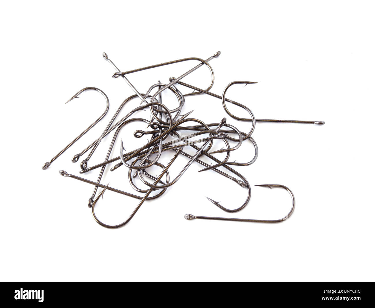 Les hameçons isolés sur un fond blanc. Banque D'Images