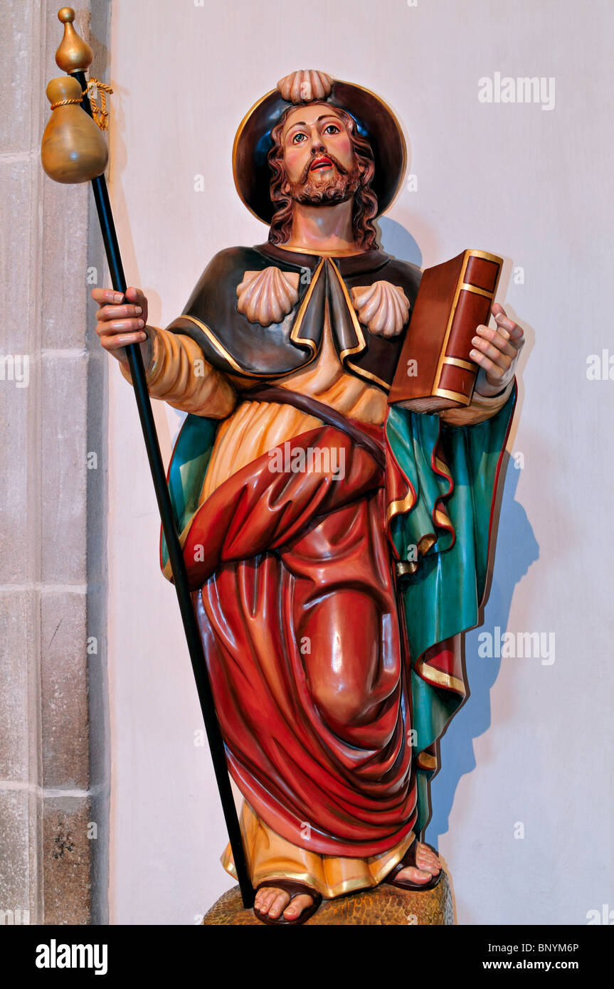 'Saint apôtre Jacques le Pilgrim' dans la basilique du monastère de Samos Santiago de La Ribera Banque D'Images