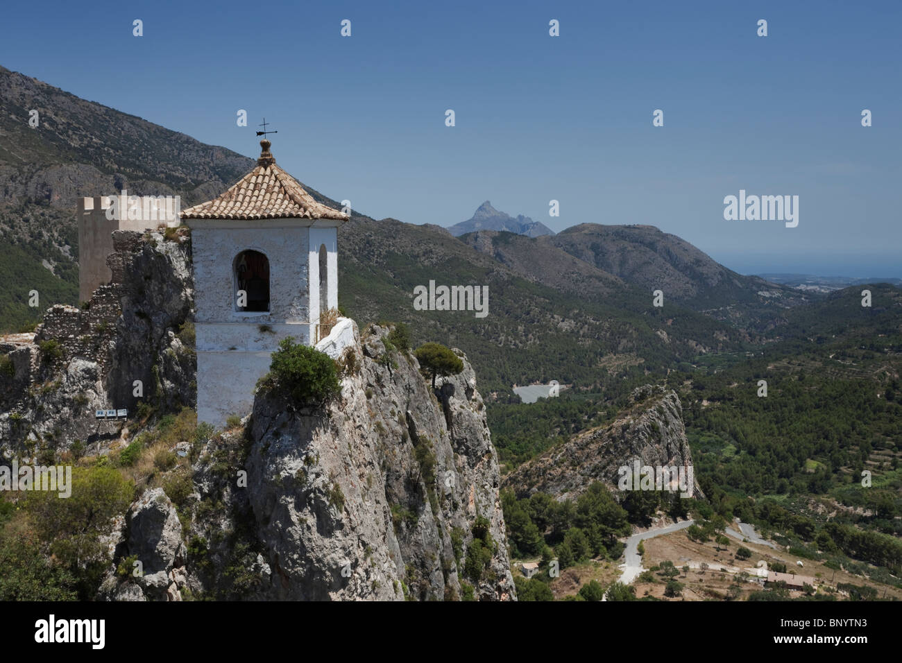 Avis de Castell d'Alcozaiba, du château principal de San Jose. Banque D'Images