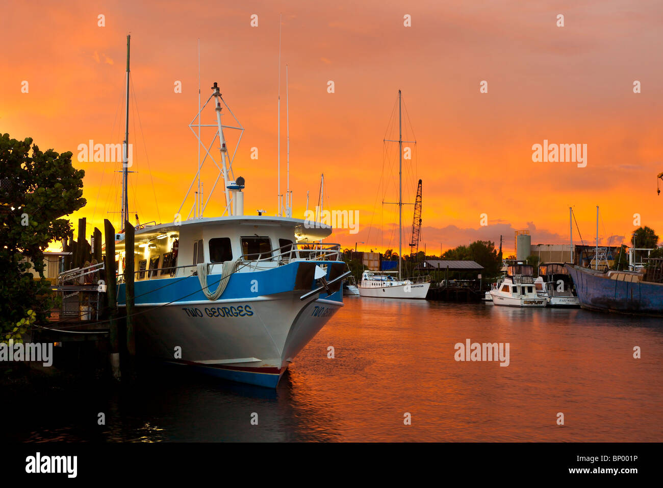 La tempête tropicale Bonnie fournit des cieux au-dessus de bateaux privés et commerciaux à quai à Tarpon Springs, Floride Banque D'Images La tempête tropicale Bonnie fournit des cieux au-dessus de bateaux privés et commerciaux à quai à Tarpon Springs, Floride Banque D'Images