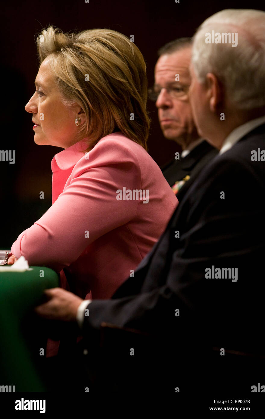 Président, Comité des chefs d'état-major de l'amiral Michael Mullen, secrétaire d'Etat américaine Hillary Clinton, le secrétaire à la Défense Robert Gates. Banque D'Images