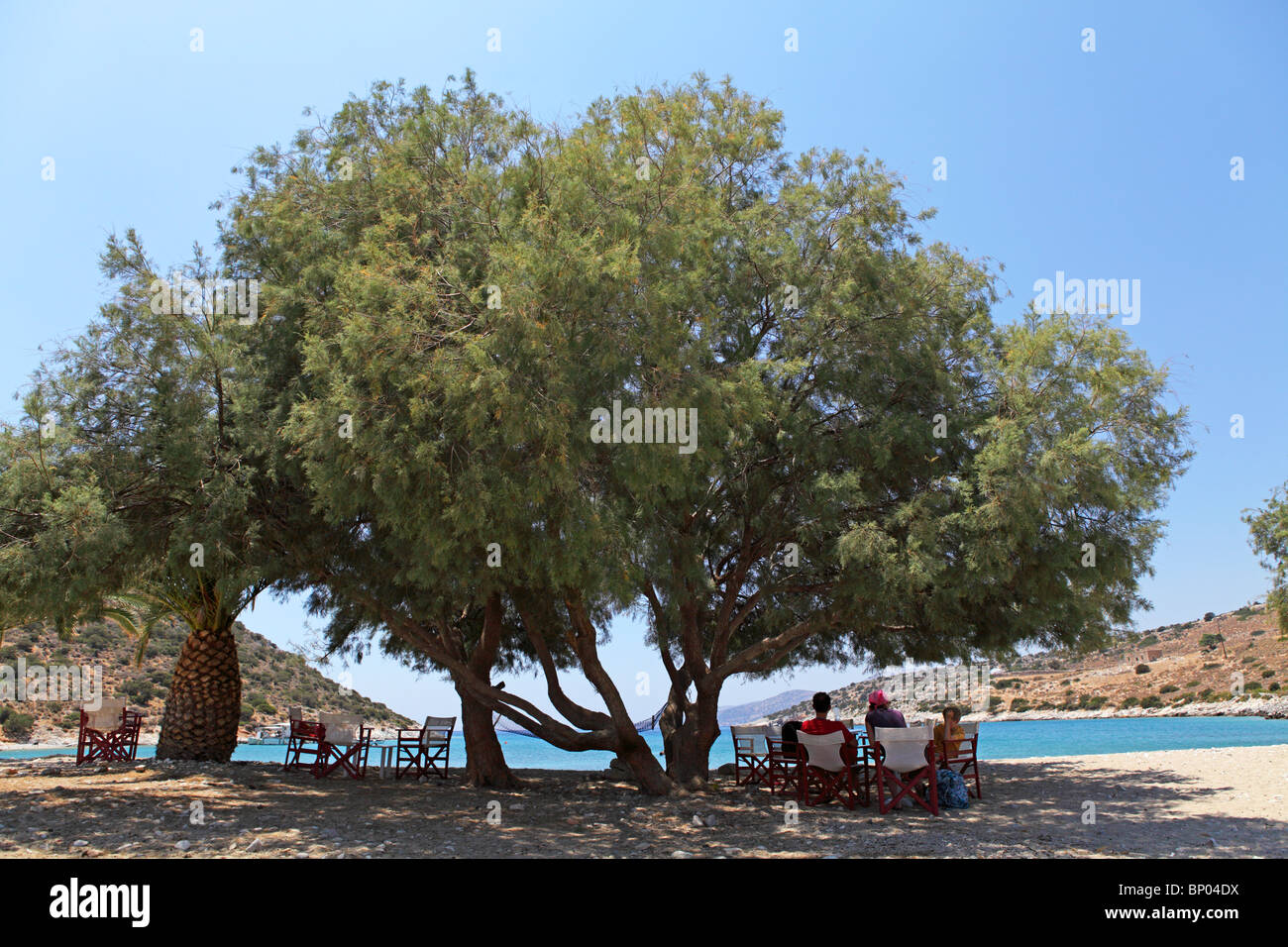 Plage de Panormos, l'île de Naxos, Cyclades, Mer Égée, Grèce Banque D'Images