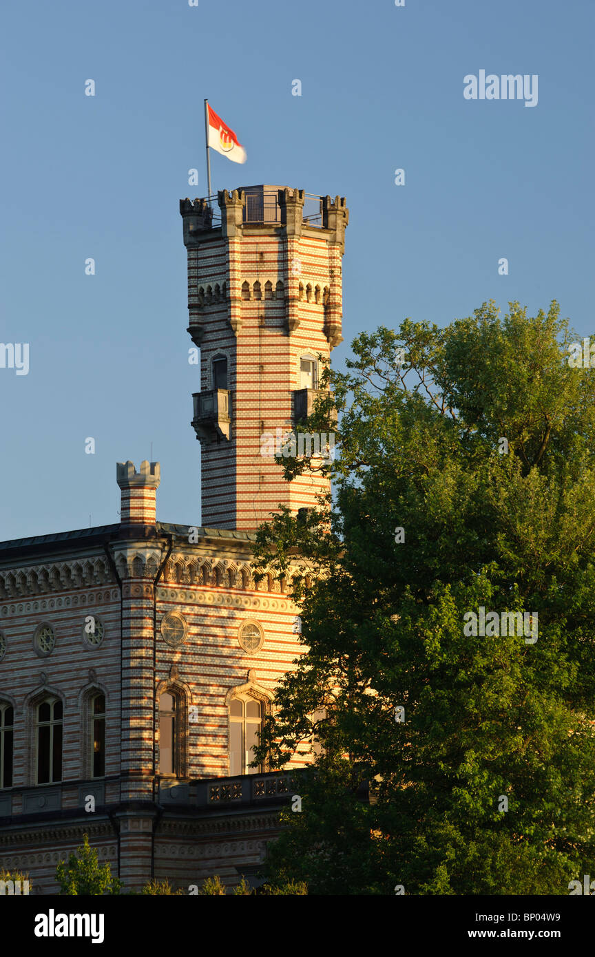 Le château de Montfort au coucher du soleil, le lac de Constance Langenargen Allemagne Bade-Wurtemberg Banque D'Images
