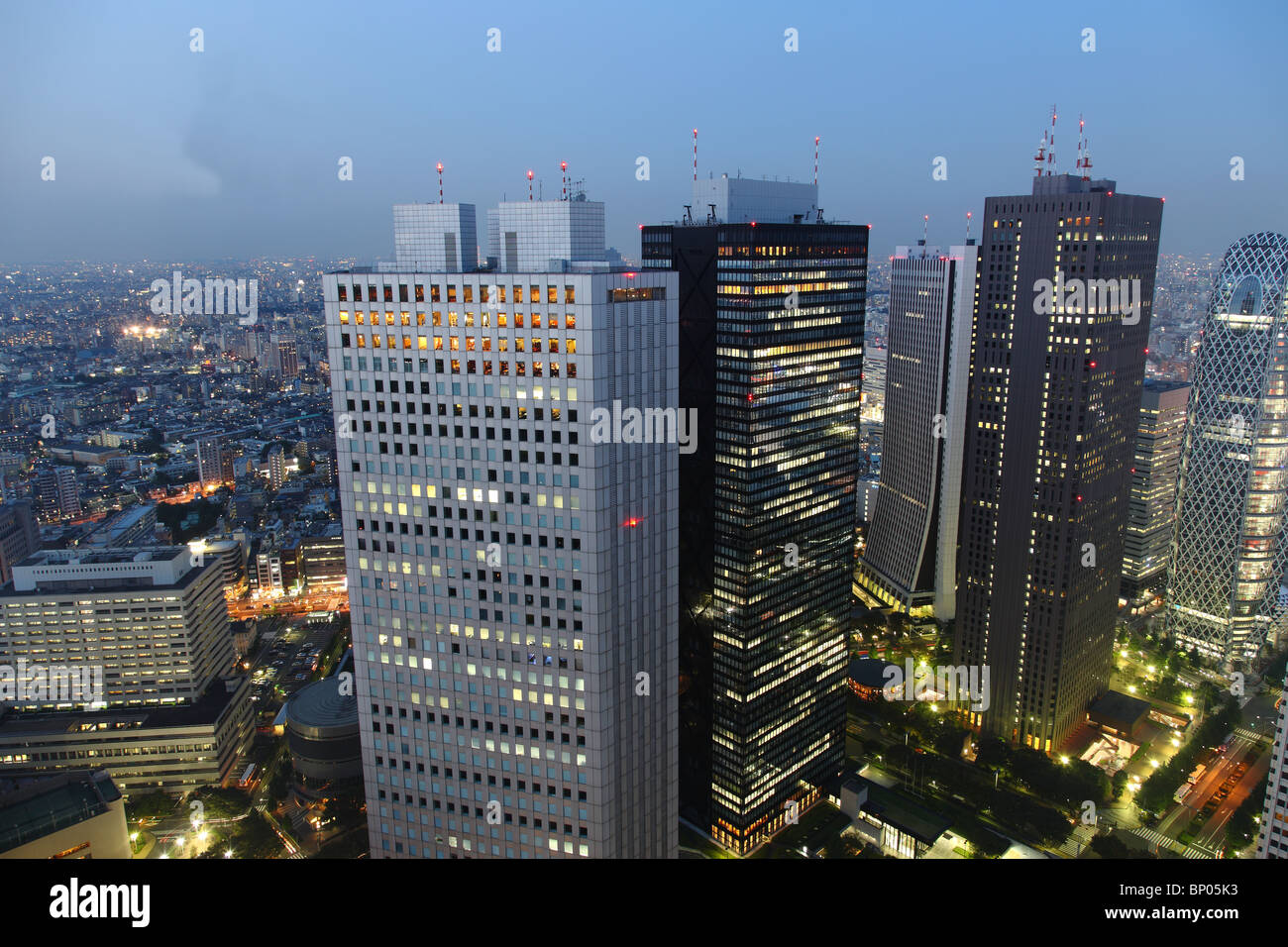 Tokyo de nuit panorama avec gratte-ciel lumineux Banque D'Images