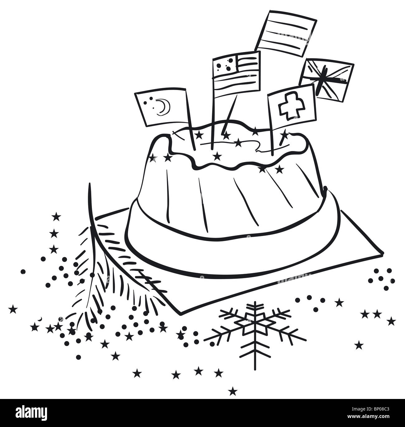 Gâteau avec les drapeaux des pays Banque D'Images