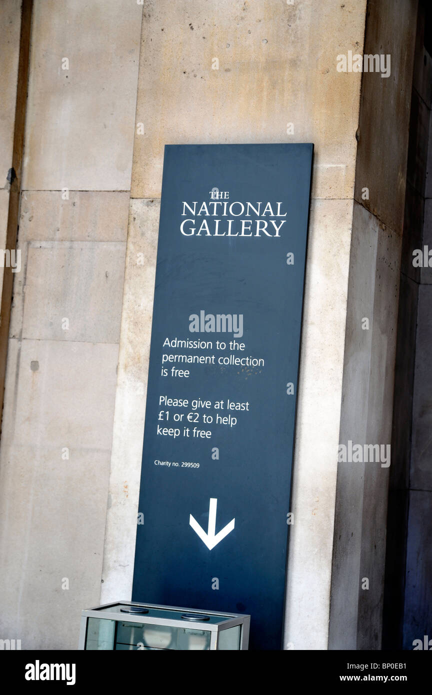 Don de la National Gallery, Londres, Angleterre signe Banque D'Images
