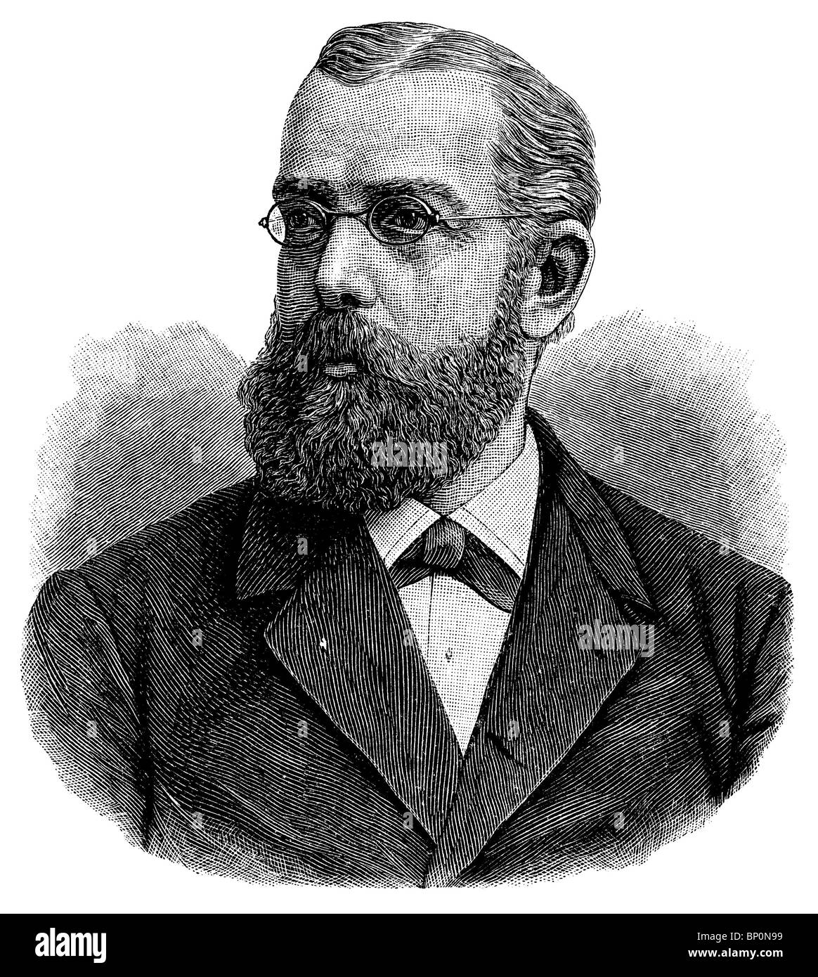 Robert Koch, médecin allemand, découvreur des bacilles de tubercule et le choléra, lauréat du Prix Nobel de médecine en 1905 Banque D'Images