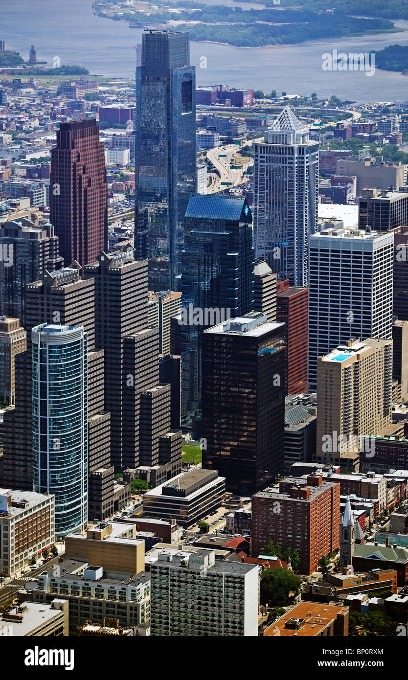 Vue aérienne au-dessus de Comcast Center Bell Atlantic Tower Philadelphia Pennsylvania Banque D'Images