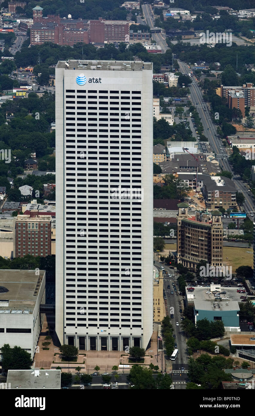 Vue aérienne au-dessus de AT&T Center Midtown Atlanta, Géorgie Banque D'Images