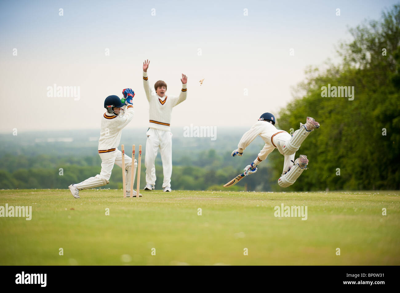 Manquer de cricket de l'école Banque D'Images
