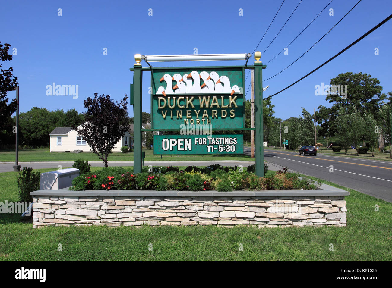 Entrée de marche de canard Winery and Vineyards, Peconic, north fork de l'est de Long Island NY Banque D'Images