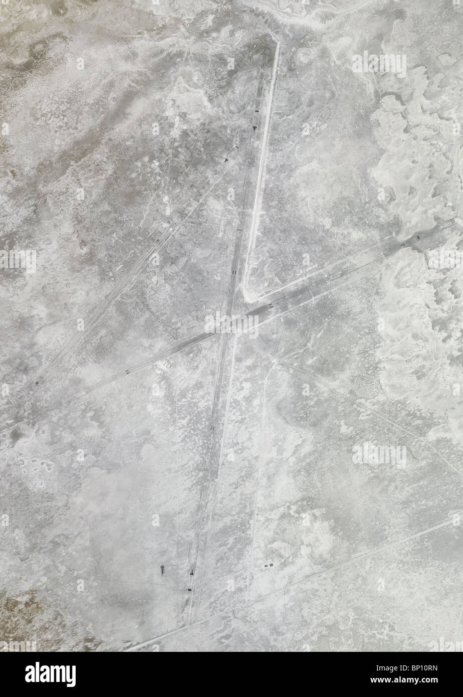 Carte aérienne de l'aéroport vue au-dessus de l'installation d'essai de White Sands lit du lac Alkali pistes appartements Nouveau Mexique Banque D'Images