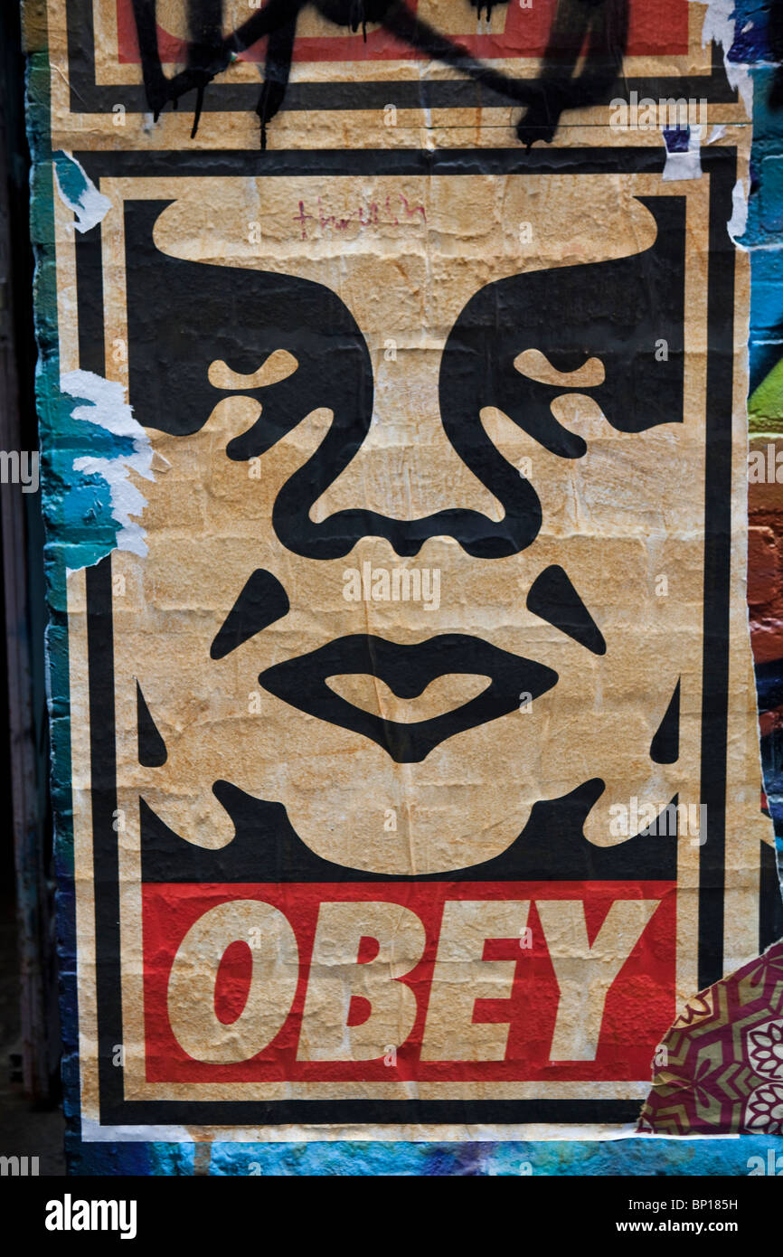 Shepard Fairey poster, Melbourne Banque D'Images