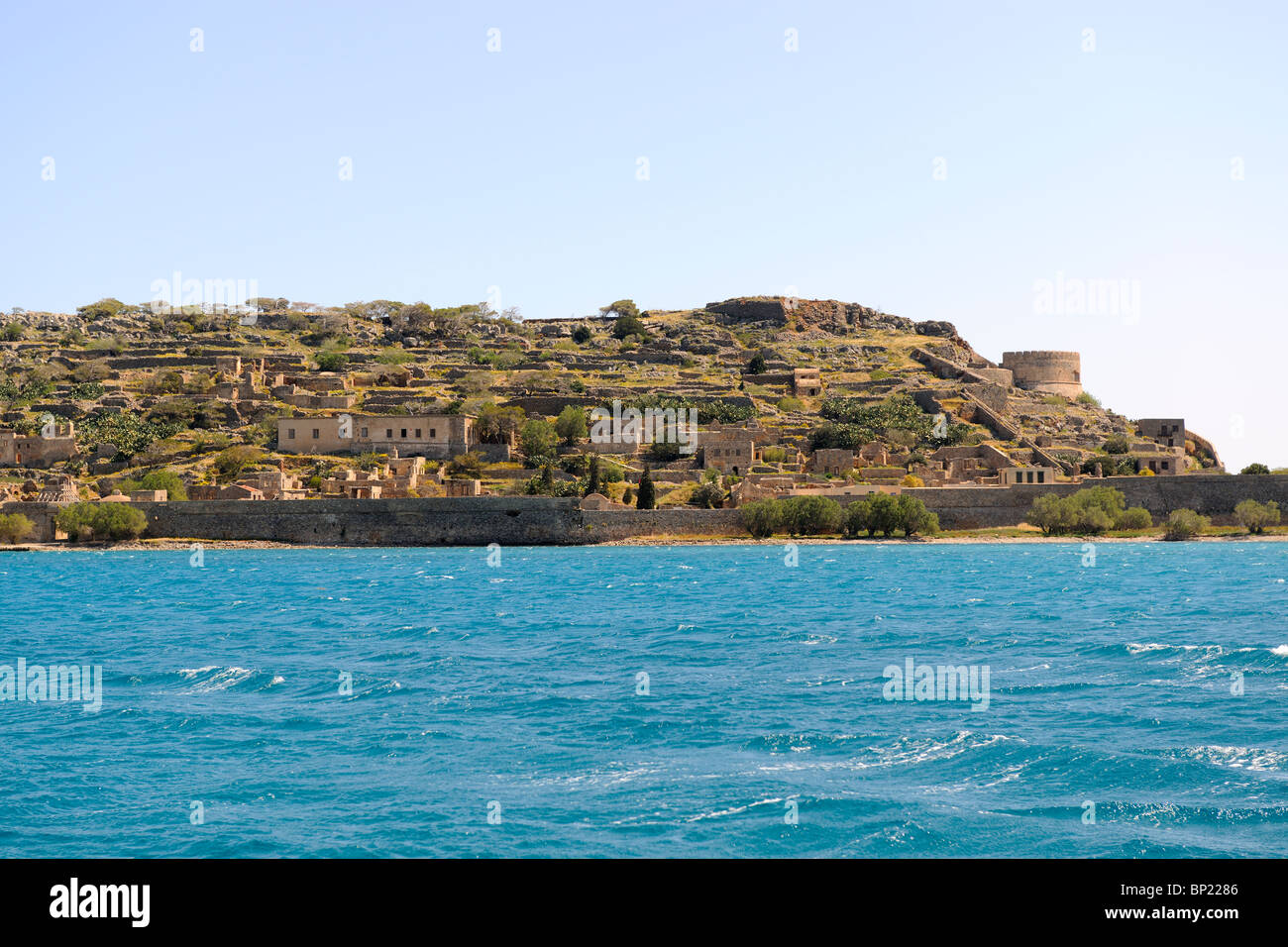 Vue de Crète (Grèce) à l'île de Spinalonga Banque D'Images