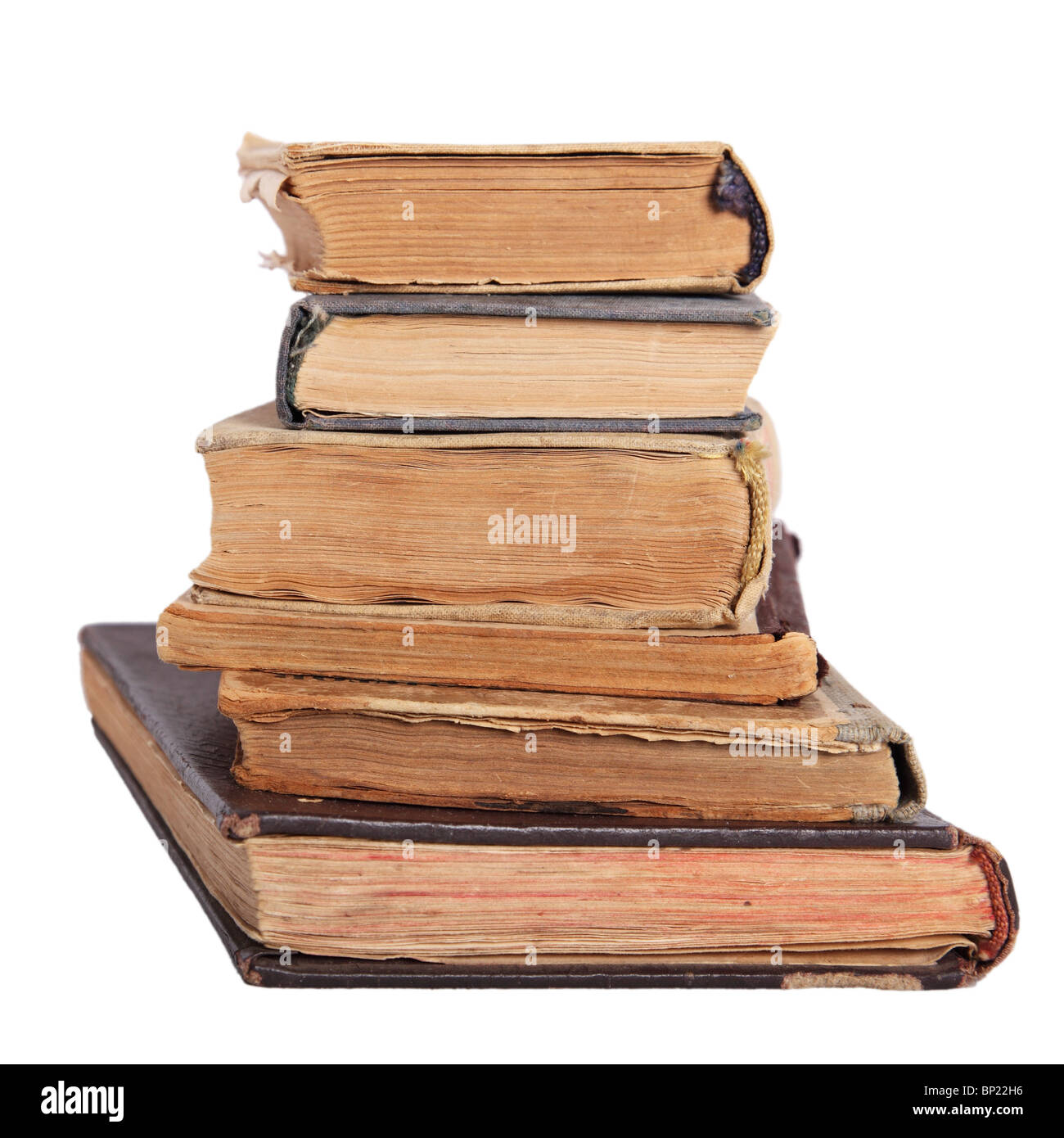 Pile de livres isolé sur fond blanc Banque D'Images