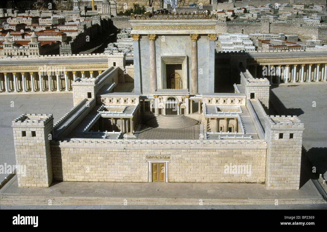 Modèle d'HEROD'S Temple de Jérusalem. Le temple était un bâtiment de marbre de 50 m de haut CONSTRUIT SUR LA COLLINE LA PLUS ÉLEVÉE DE JÉRUSALEM. L Banque D'Images