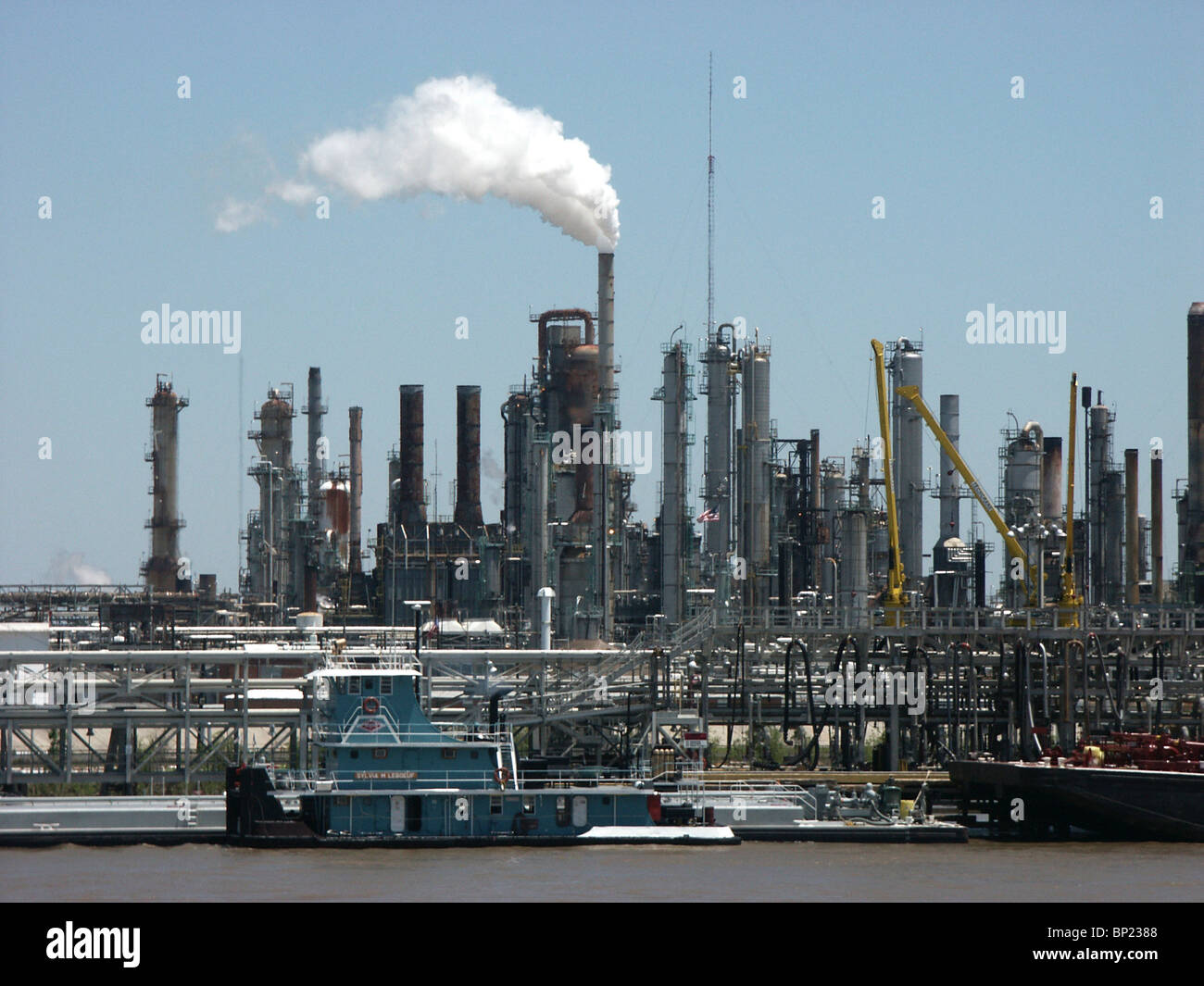 Les raffineries de pétrole du Delta du Mississippi en aval de la Nouvelle Orléans, vu en 2002 avant que l'ouragan Katrina et la fuite de pétrole du Golfe BP Banque D'Images