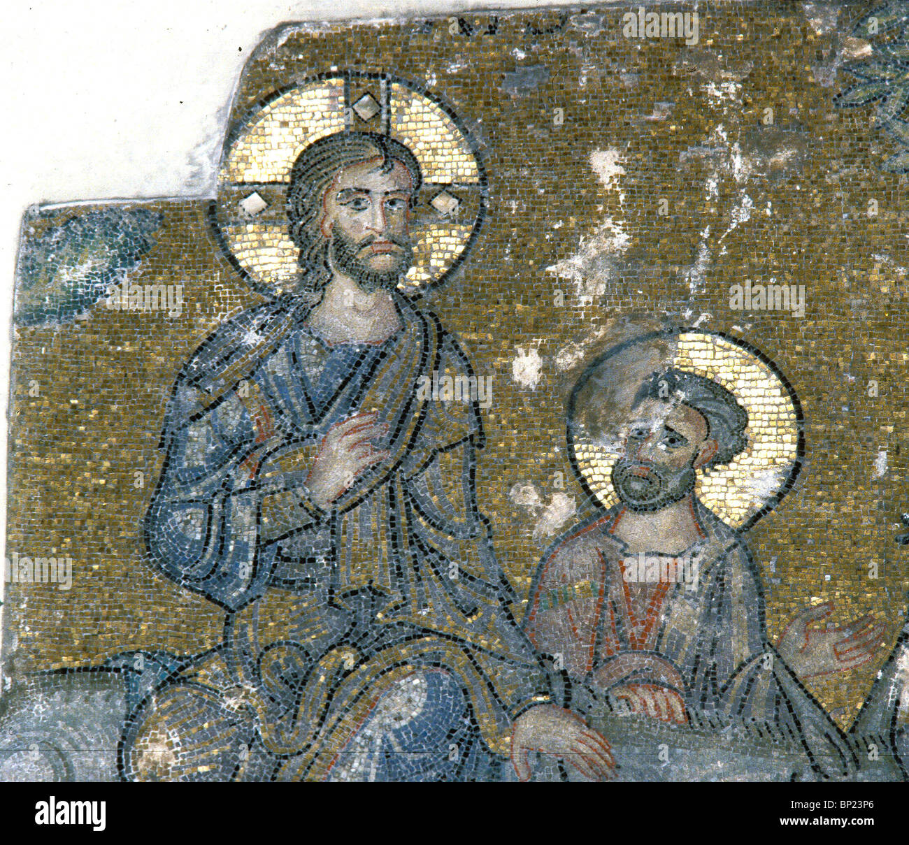 Église de la nativité 11e. C. JÉSUS DEPICTINF MOSAÏQUE CRUSADER' ENTRÉE À JÉRUSALEM LE DIMANCHE DES RAMEAUX HOSANNA signifie : CELUI QUI VIENT À Banque D'Images