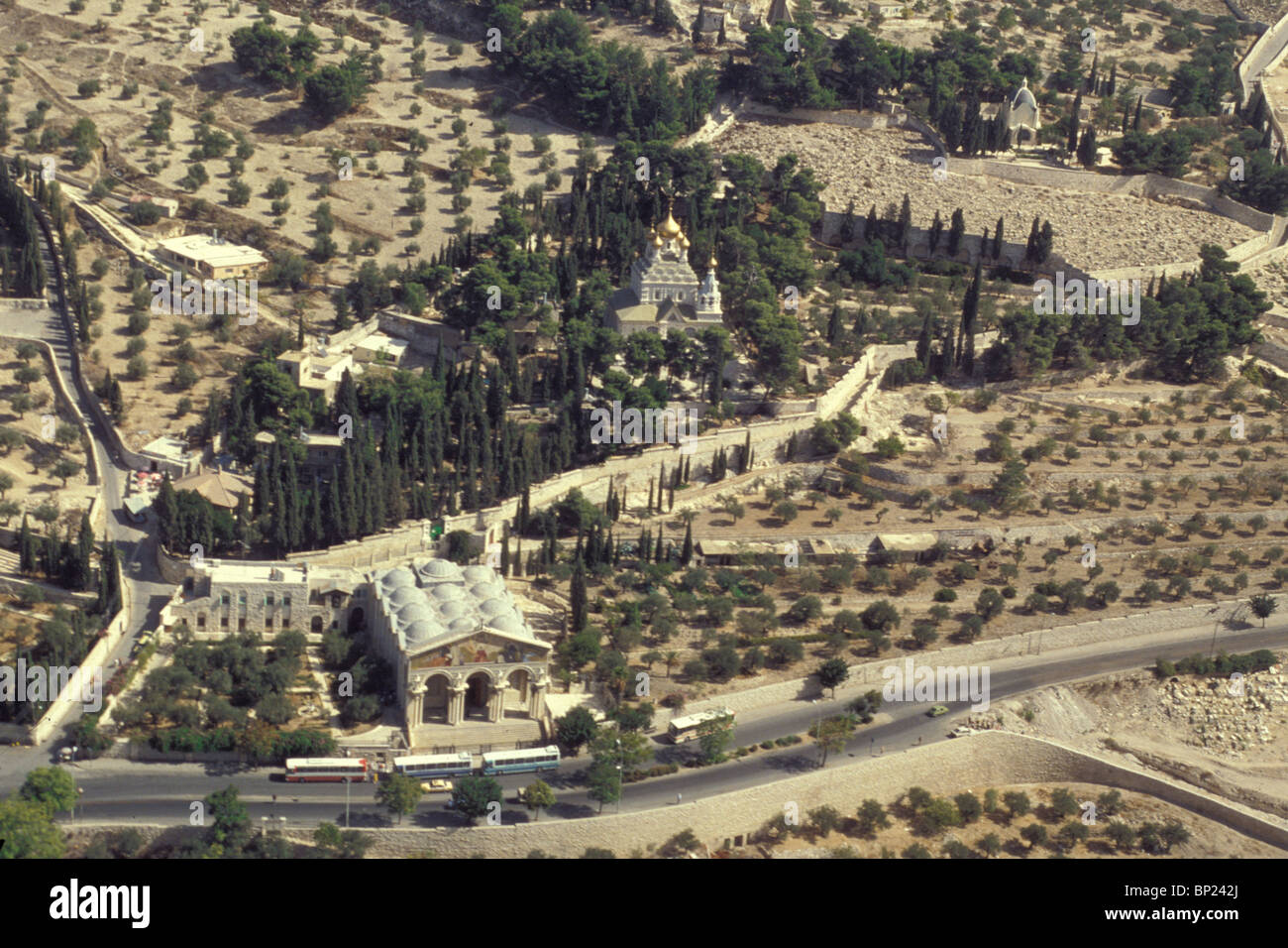 Mont des Oliviers ET LE JARDIN D'GATHSEMANE où Jésus a passé la nuit avant son arrestation, en priant et en méditant (Matt. 26:36) Banque D'Images