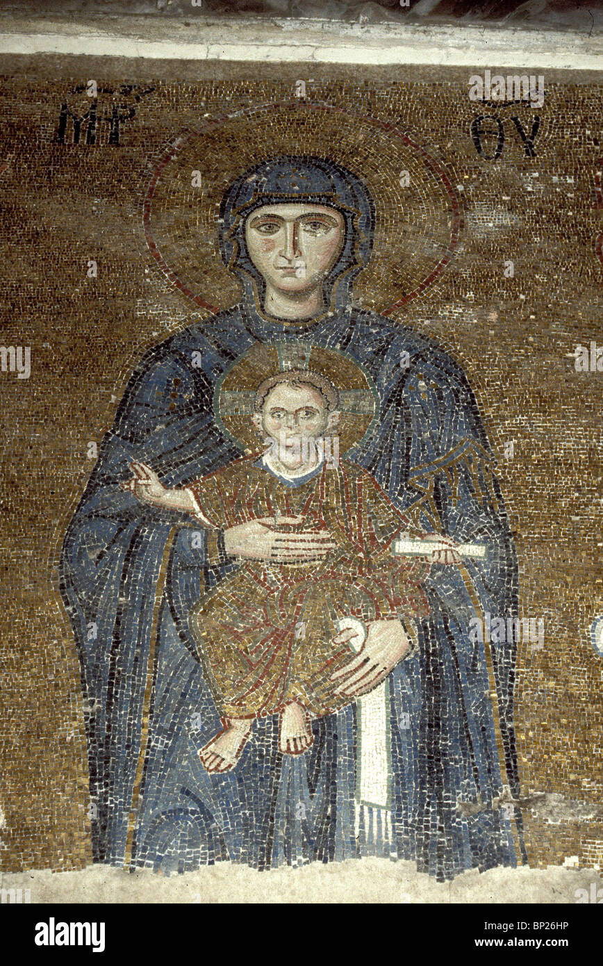 1103. Sainte-sophie, 12e. C. MOSAÏQUE REPRÉSENTANT MARIE AVEC LE CHRIST ENFANT Banque D'Images