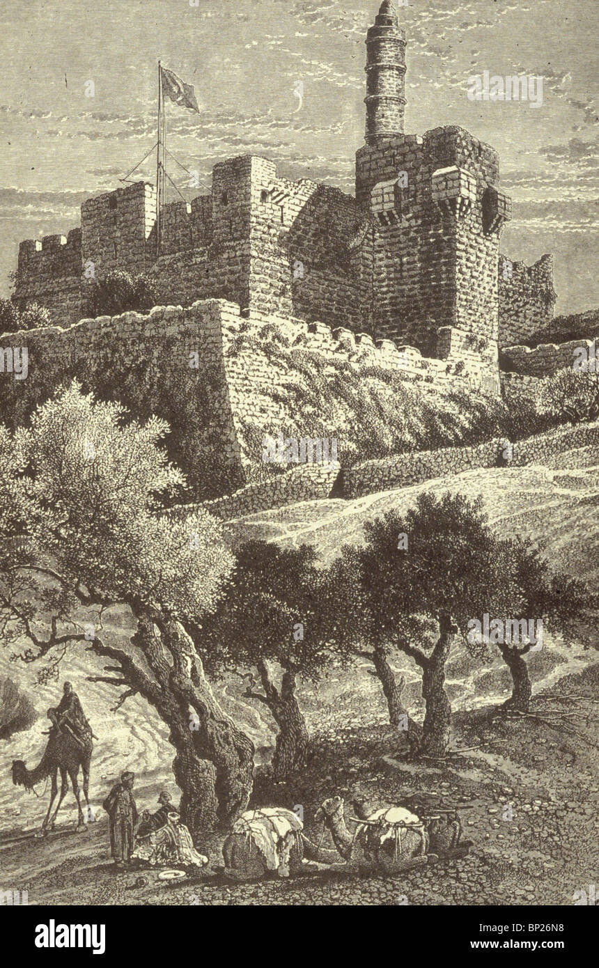 1211. Jérusalem, LA CITADELLE, DESSIN PAR CH. WILSON, pittoresque 'Palestine', 1880 Banque D'Images