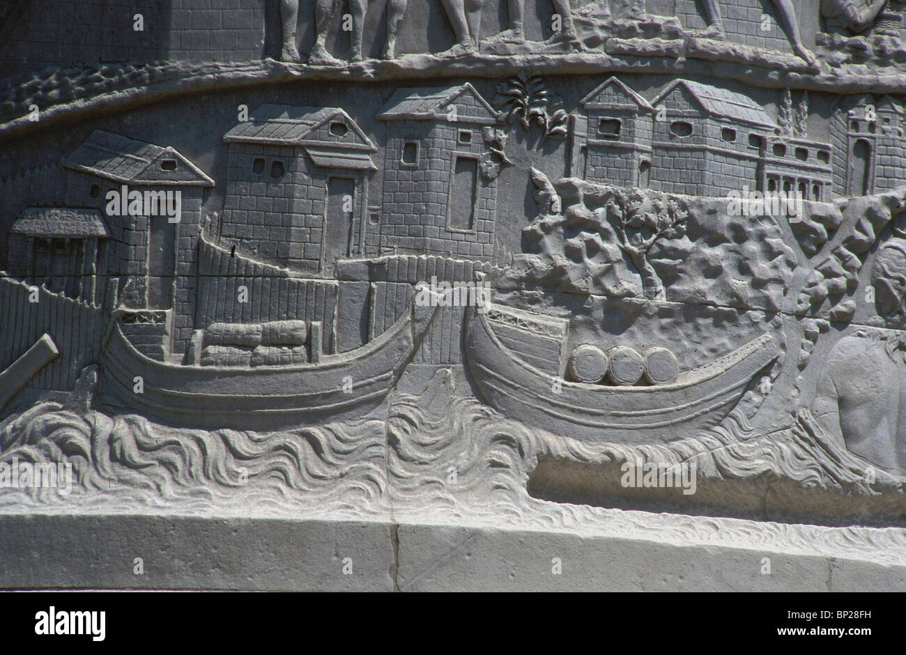 2149. Colonne de Marc-aurèle (180-196 AD.) SCÈNE À ROME DES NAVIRES MARCHANDS ROMAINS Banque D'Images