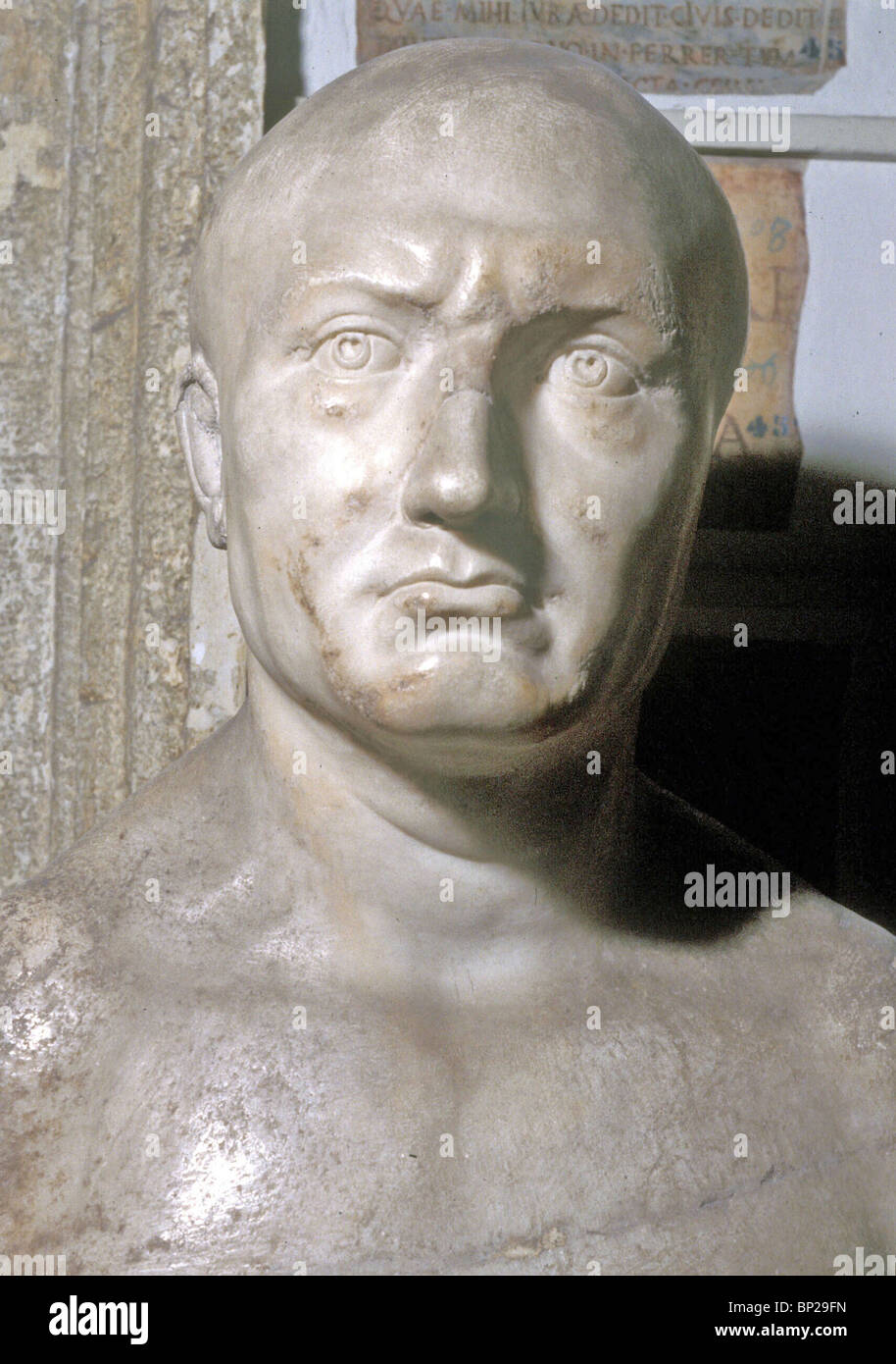 Buste du général romain Scipion l'a noté pour sa victoire sur le chef Carthaginois Hannibal dans la grande bataille de Zama Banque D'Images