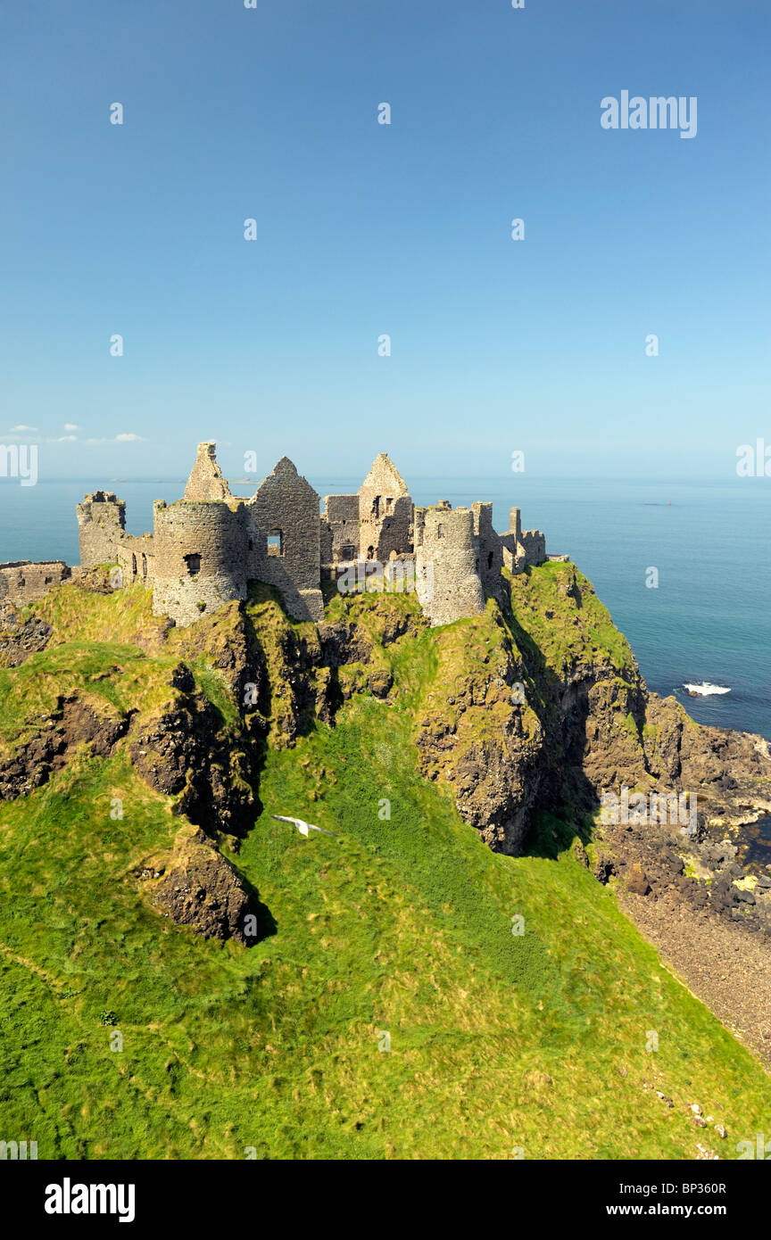Le Château de Dunluce, ruine médiévale entre Portrush et sur la côte nord d'Antrim Bushmills Road, comté d'Antrim, en Irlande du Nord Banque D'Images