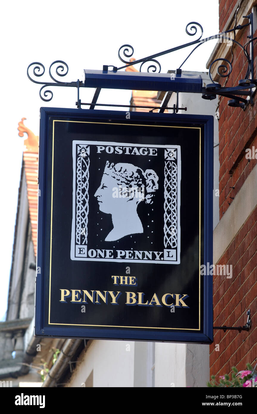 Le Penny Black enseigne de pub, Bicester, Oxfordshire, England, UK Banque D'Images