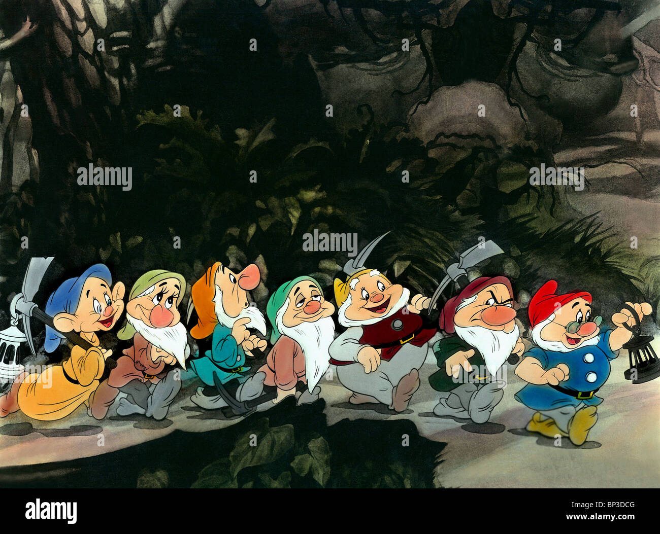 DOPEY, timide, Atchoum, endormi, heureux, grognon, DOC, Blanche Neige et les Sept Nains, 1937 Banque D'Images