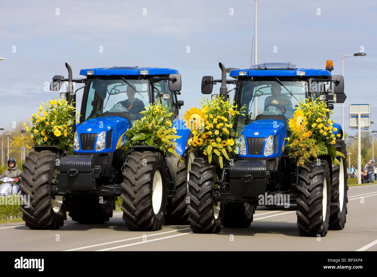 Tracteurs, Corso fleuri, Noordwijk, Pays-Bas Banque D'Images