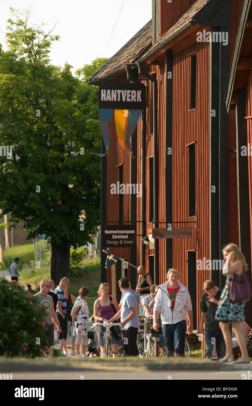 Nykoping suède suédois traditionnel en bois bois rouge oxyde de bâtiments en bois peint peinture maison maisons maisons d'accueil Banque D'Images